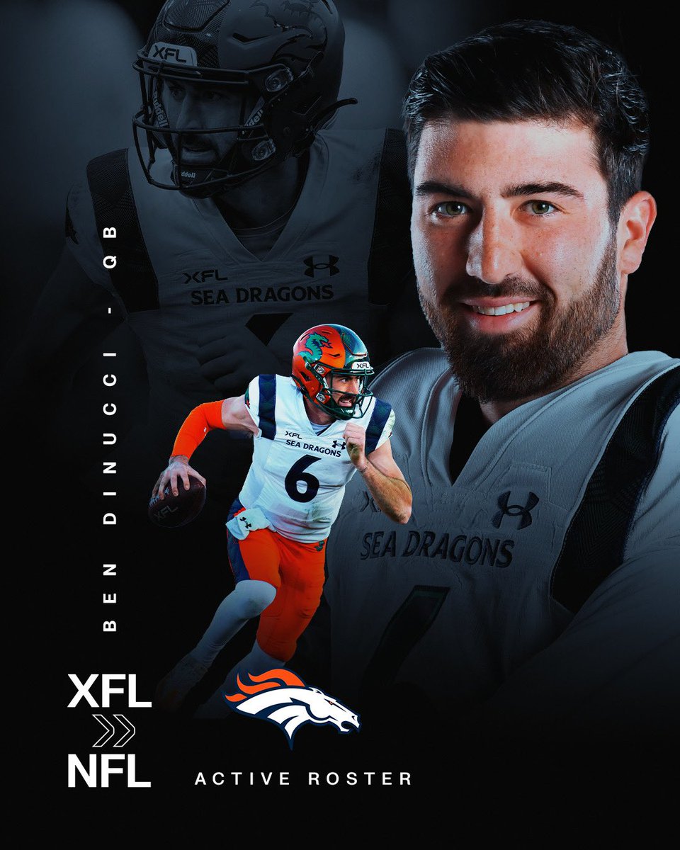 Congrats to @B_DiNucci6 for being activated to the 53-man roster by the @Broncos! 🙌 #XFL | #XFLtoNFL