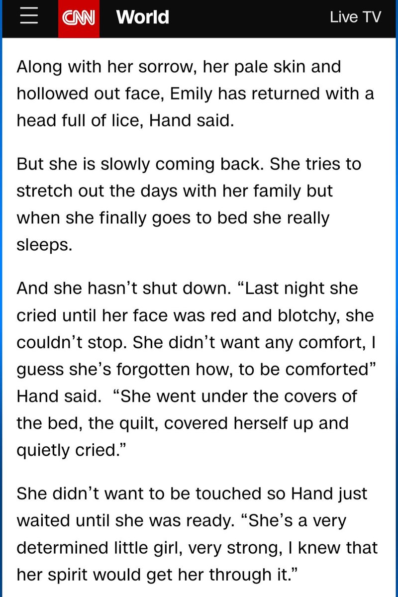 The woman speaking in this video is the half sister of nine-year-old Emily Hand, who was recently released by Hamas, not her mother. Her mother died of cancer, and her stepmother was killed on 7 October.

According to her father, Emily lost weight in captivity.