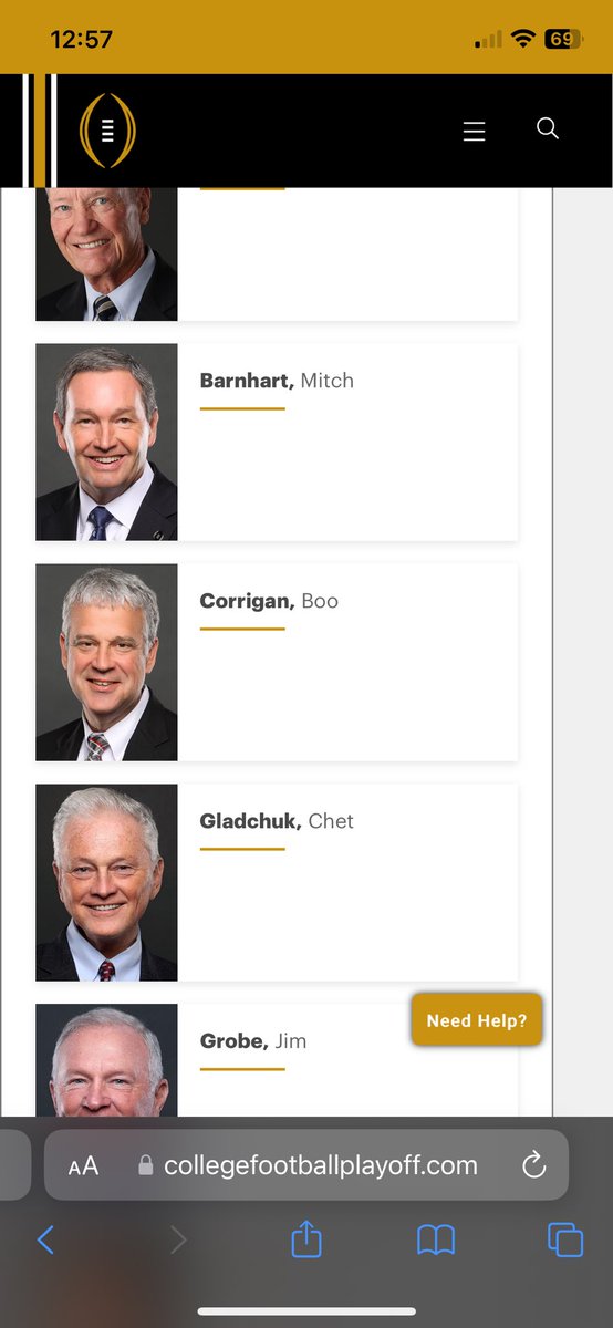 My mom and my sis were asking me some questions about CFP last night so I casually looked up the selection committee and when the page opened up my first thought was “are these all photos of the same guy?” 🤭😬
