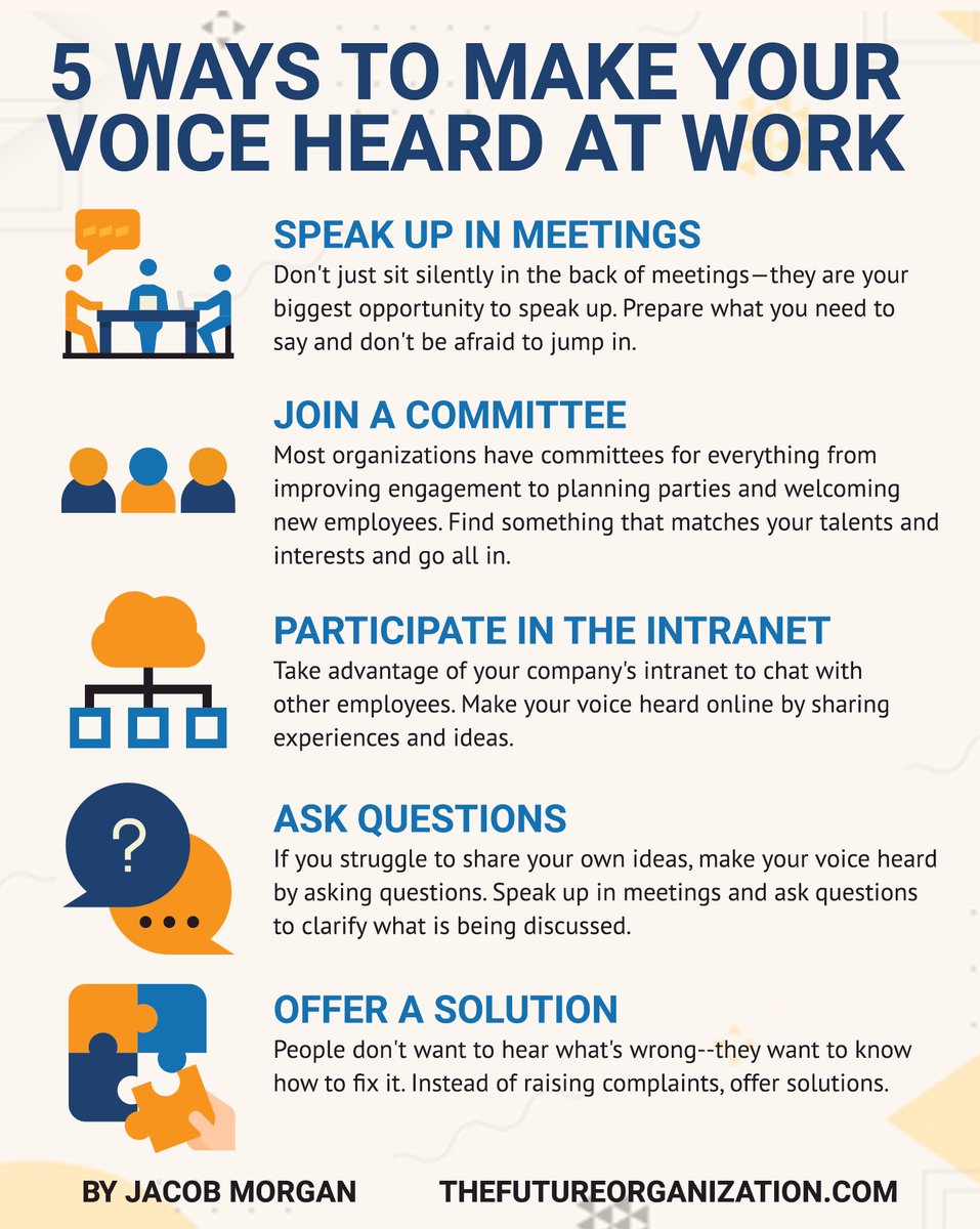 Your ideas can be game-changers in the workplace. Don't keep them to yourself! By sharing your thoughts, you're influencing outcomes and introducing fresh perspectives. Here are 5 strategies to ensure your voice is heard.

#LeadingWithVulnerability #leadership #GetYourVoiceHeard