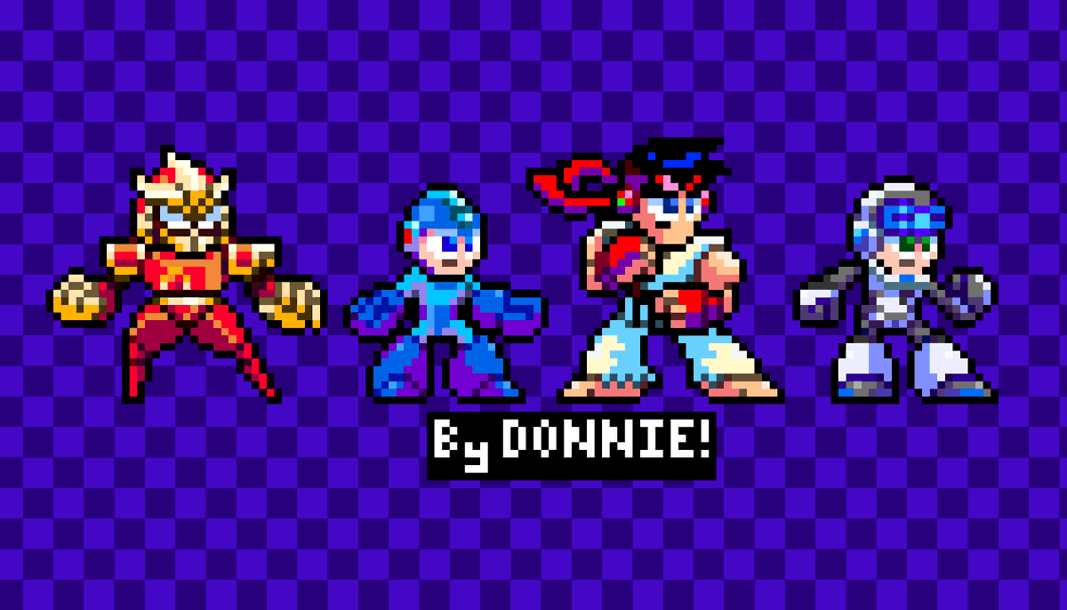 87Donnie's tweet photo. so.... i just beat Gravity Circuit AND LOVED THE GAME, anyway i will sprite #GravityCircuit characters, #StreetFighter x MegaMan characters as robots masters, and #MightyNumber9 bosses as well. Coming soon https://t.co/UJ9EOvZ4r0