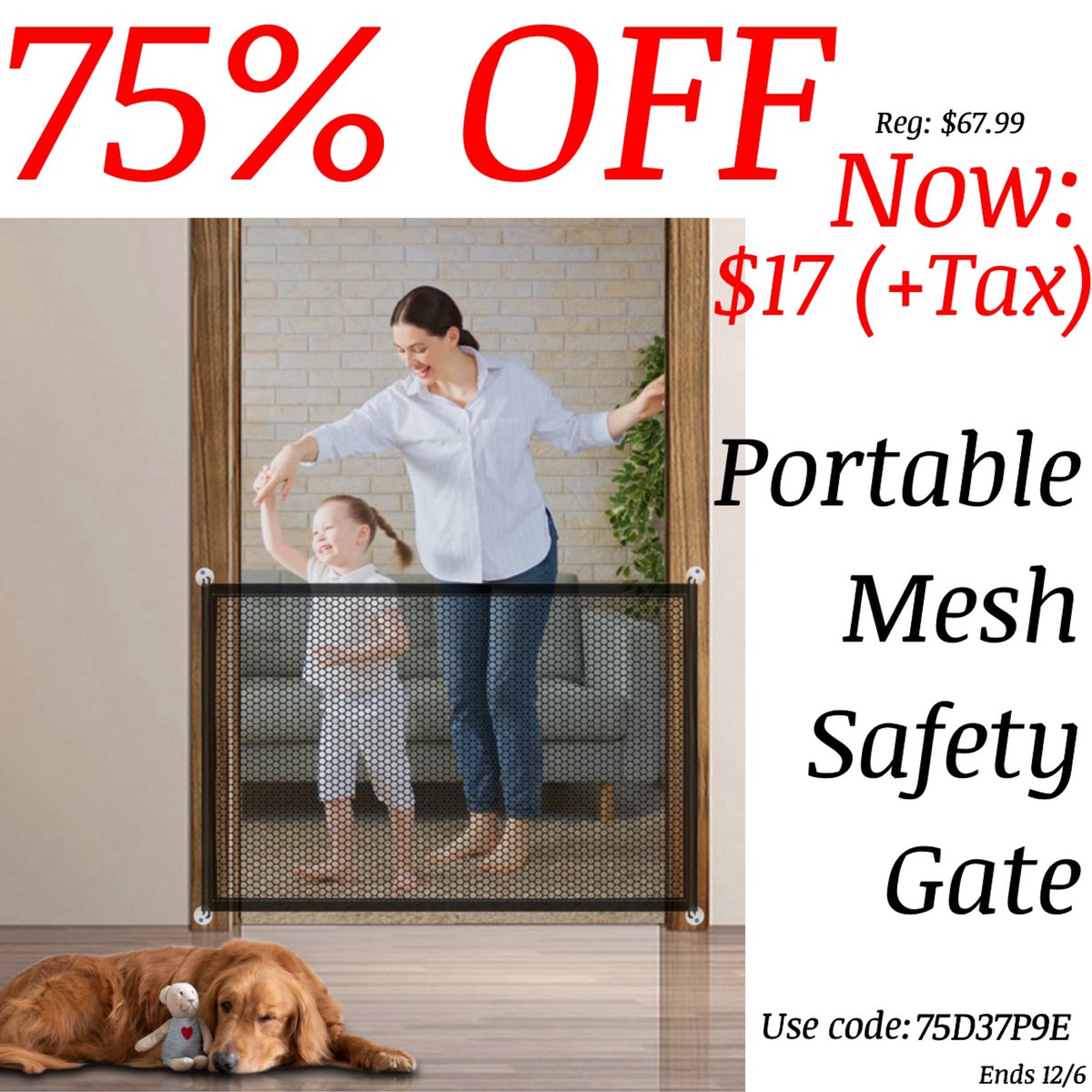 MommyDealss's tweet photo. 75% OFF Portable Mesh Safety Gate! NOW $17 (+Tax)
Link- https://t.co/K2Usf0dJu5

#amazon #amazonfinds #amazonfind #amazondeals #amazondeal #mommydeals #momfinds #newmom #babyfinds #babydeals #babyneeds #newmommy https://t.co/KWDTmWId3w