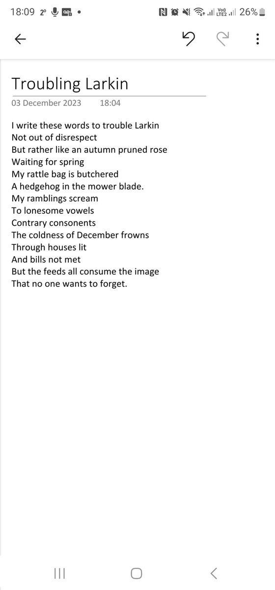 Read a little Larkin today. As you do. 
Made me think so I just wend freestyle. No idea if it's even relevant. 
#larkin