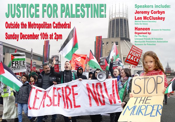 Join us on December 10th for a justice for Palestine rally at 2pm. Speakers include @jeremycorbyn and @LenMcCluskey @forthemany_net #Palestine #Gaza_Genocide #Peace #Justice