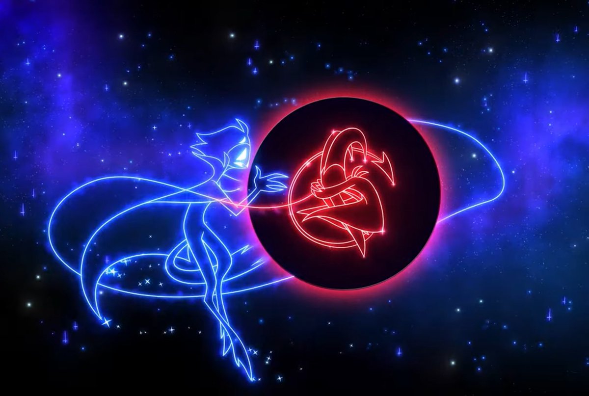 agentstarling14's tweet photo. I love this part so much. Blitzø curling into himself, protected by a bubble, them connected by a string but Stolas still not being able to reach Blitzø. Beautiful 

#helluvaboss #stolitz https://t.co/ob6D6jut3G