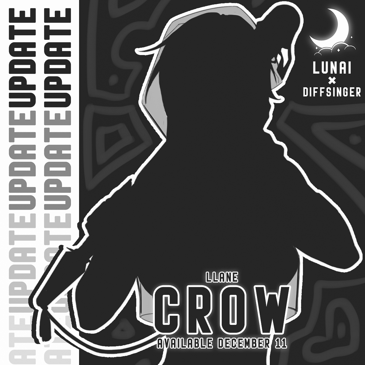 lunaiproject's tweet image. The second performer in our new lineup will be joining us on December 11!

✦ Here is Amaboshi Cipher, a female virtual performer based on sweet and energetic vocals!
+ a global update for Llane Crow, which will add 3 vocal modes.

#DiffSinger #雨星サイファ #Llane_Crow