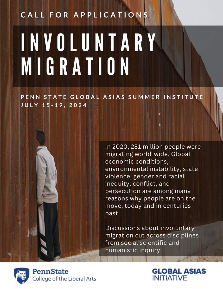 VergeGA's tweet photo. Reminder: Early career colleagues are invited to apply to the 2024 Global Asias Summer Institute. SI2024 will focus on the theme of Involuntary Migration. Application deadline: March 1, 2024. For more information visit GAI website (https://t.co/dUErVZumgM) or see attached CFA. https://t.co/buzf1Ziyax