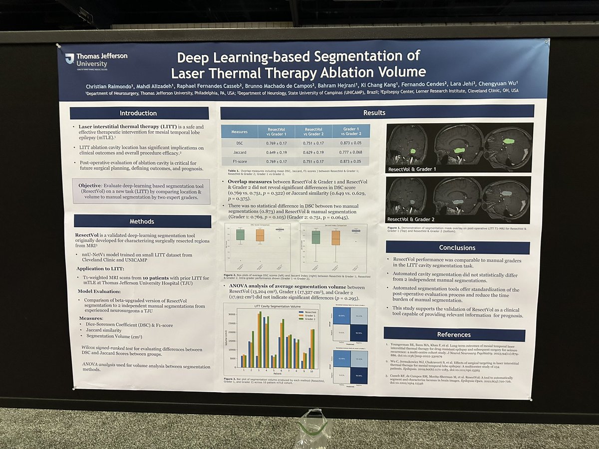 Evaluation of Deep-learning based Automated Segmentation Tool for Laser Thermal Therapy Ablation Cavity - poster presentation at #AES2023
