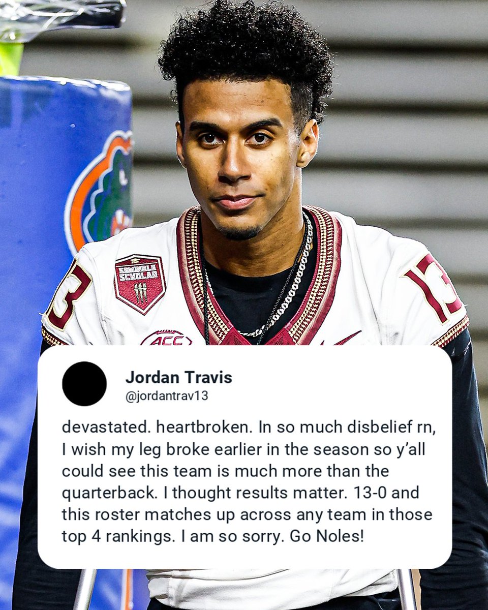 Jordan Travis shared this message after FSU was left out of the #CFBPlayoff.