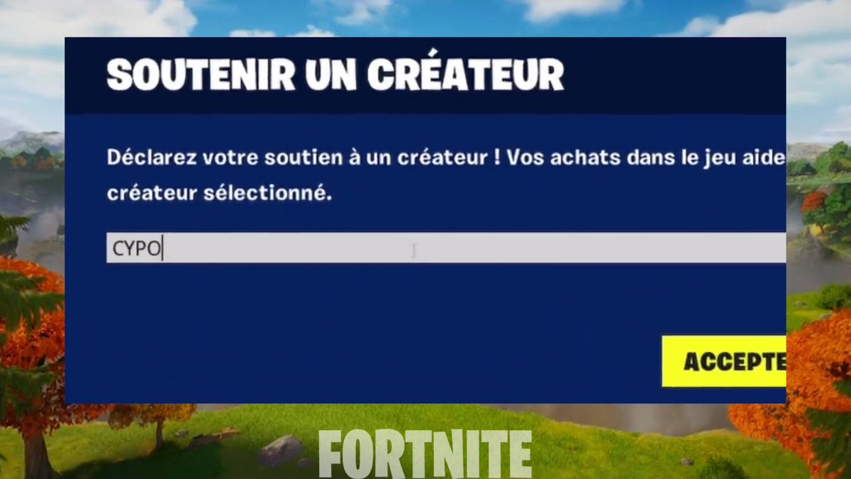 ⚠️ Avant d’acheter ton pass de combat #FortniteChapter5 fais-le avec style en ajoutant le…

👉 Code créateur CYPO  

Je te remercie du soutien 🫶

#Fortnite  #fortnitepartner  #Epic #EpicGames #EpicPartner #FortniteBigBang