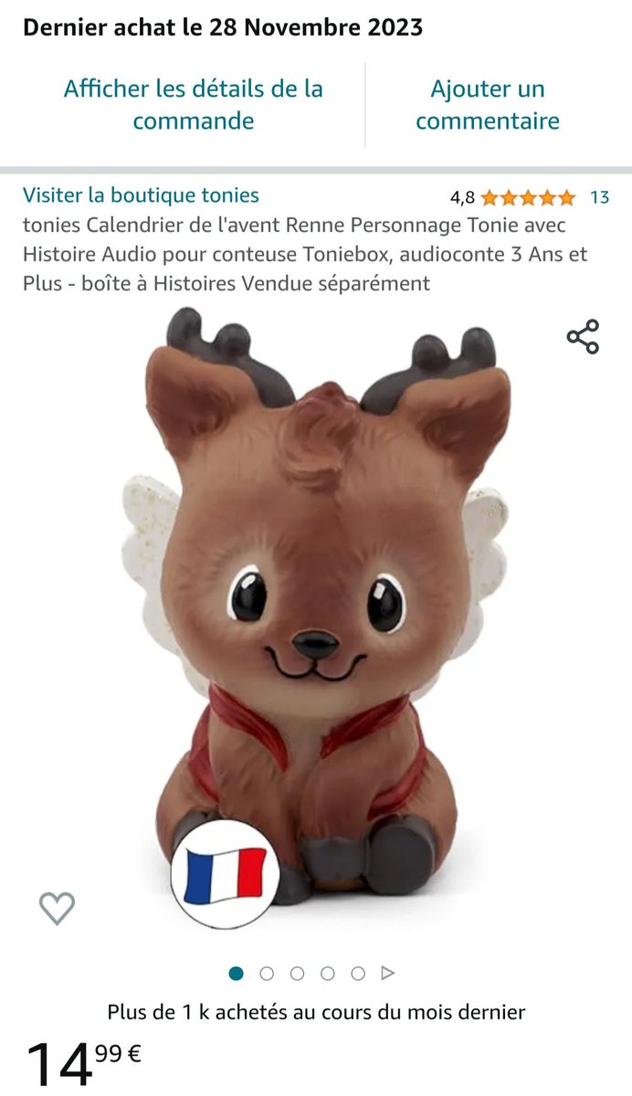perlesetcie's tweet photo. Tonies Renne calendrier de l'Avent le petit renne qui rêvait d'avoir des ailes 

Commande pour mr mini, je trouve le concept sympa
Il est ravi mais un peu frustré de devoir attendre le lendemain pour découvrir la suite de l'histoire...
#calendrierdelavent

https://t.co/l0rBY6r5Zf https://t.co/qRzDoHQrTK