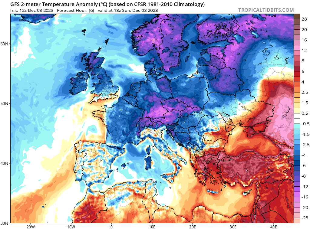 Very cold in EUROPE and DECEMBER RECORD HEAT TO THE EAST
TURKEY
27.4C Sinop
MINIMUM Temp 21.7C Cinarcik

KAZAKHSTAN
18.3 Kulan 700m asl
17.7 Aktau
16.0 Fort Shevchenko

ARMENIA 23.0 Idjevan  732m