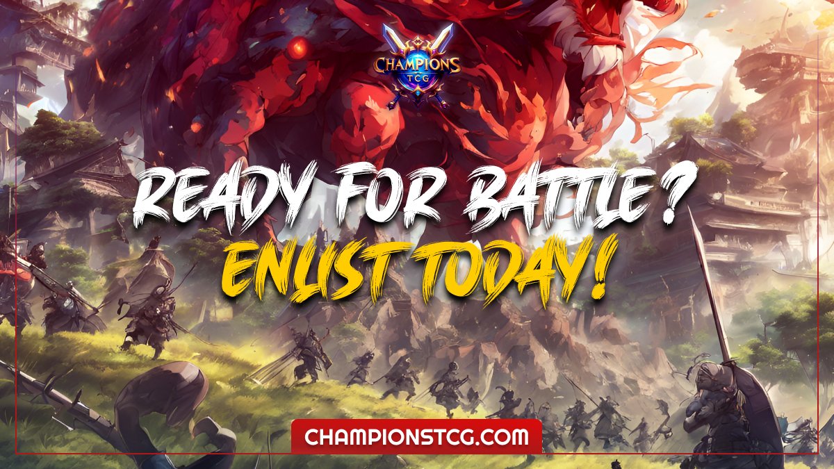 Sharpen your decks, warriors! 🗡️🛡️ 

#ReadyForBattle? Your quest for glory begins now. 

Enlist at #ChampionsTCG and join the fray! ⚔️🎴