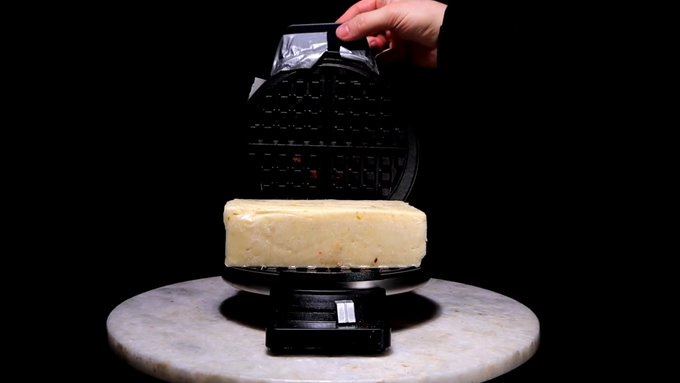 Can you Waffle a Block of Cheese? 🧀  The Answer is Yes. ✅  Full Video: https://t.co/amamd8Mgiu https://t