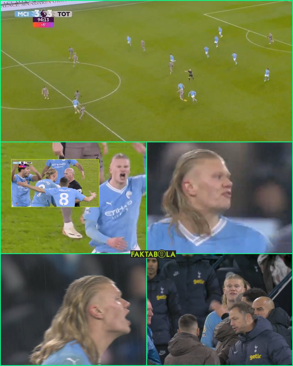 Momen wasit Simon Hooper meniup peluit saat Erling Haaland mengirim umpan ke Jack Grealish di ujung laga...

Para pemain Mancity nampak protes. Erling Haaland sangat kesal &amp; marah seusai laga