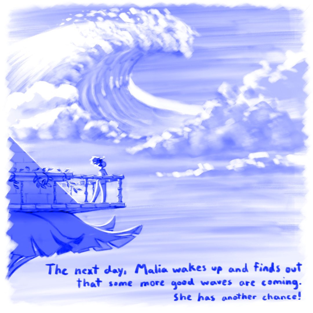 (24/31) blue ink series #waves #surfing #clouds #plants #pyramid #treehouse #blueink #bluepencil #shortstory #story #comic #book #graphicnovel #webcomic #webtoon #originalcharacter #childrensbook #procreate #art #illustration #ink #drawing #beach #surf #anime #manga #cartoon