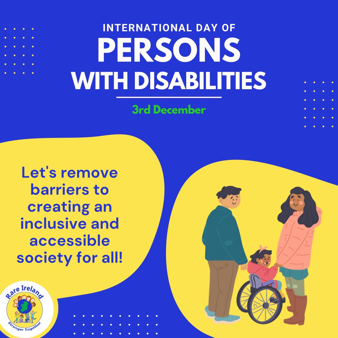 International day of people with disabilities. The UNCRPD identifies 26 important rights that impact the lives of persons with disabilities. Today, we call for the implementation of the UNCRPD to adopt the rights of people living with disabilities in Ireland.