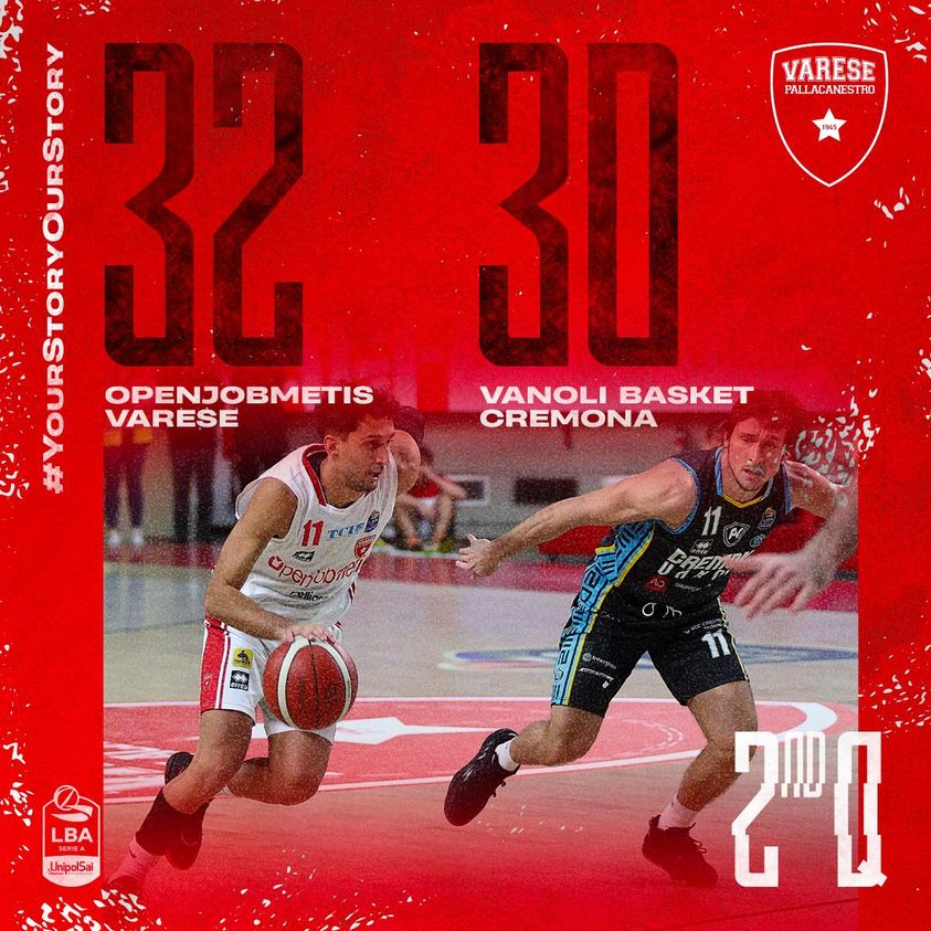 PallVarese's tweet photo. +2⃣ per noi dopo 20’ di gioco 👊
📊 12 pts per Hanlan, 8 per Moretti
#VarCre #NoiSiamoVarese #YourStoryOurStory https://t.co/3E6YpSIE3f