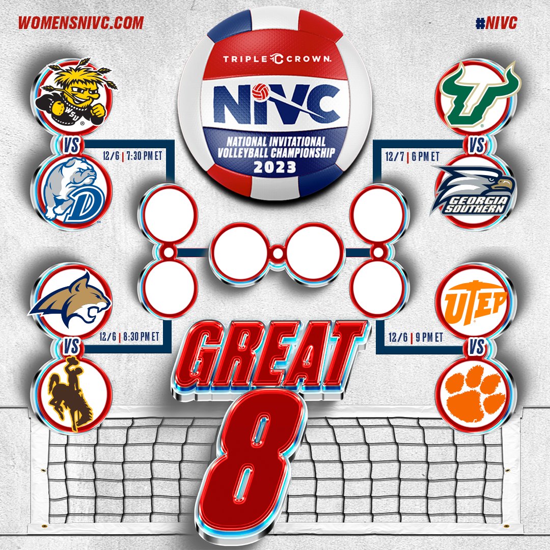 🚨 The GREAT 8 is officially set at the 2023 #NIVC!

🏆🏐 The action resumes on Wednesday &amp; Thursday to advance to the Fab 4!