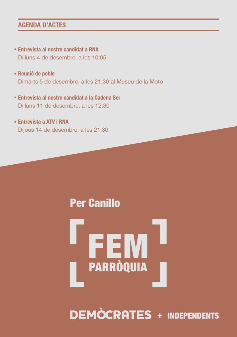 DemocratesC's tweet photo. ⬇️ L’agenda d’actes que farem durant la campanya! https://t.co/U17qXKfqrP