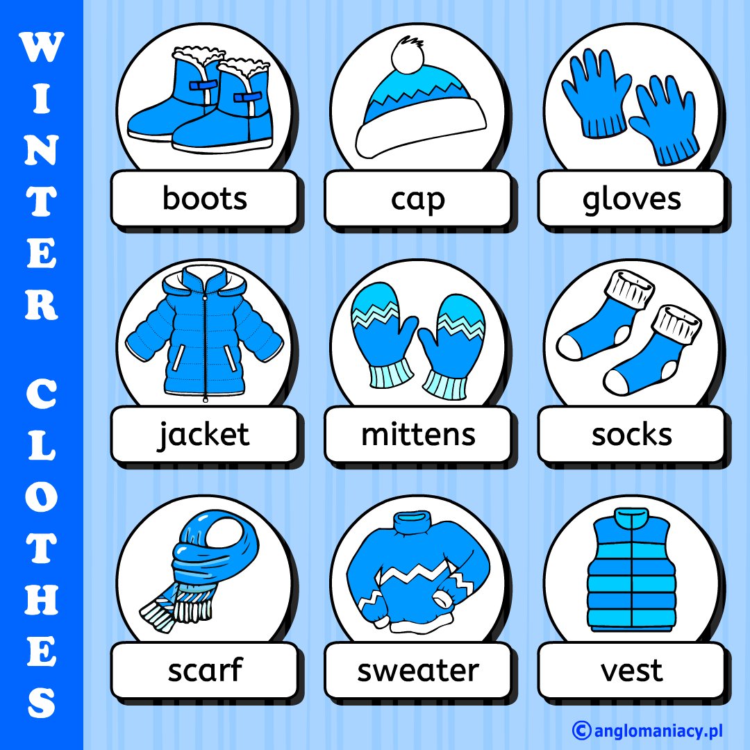 anglomaniacy.pl on X: WINTER CLOTHES MINI DICTIONARY Brrrr! It's cold  outside So, let's learn some English words related to the winter clothes  :-) Enjoy!  / X