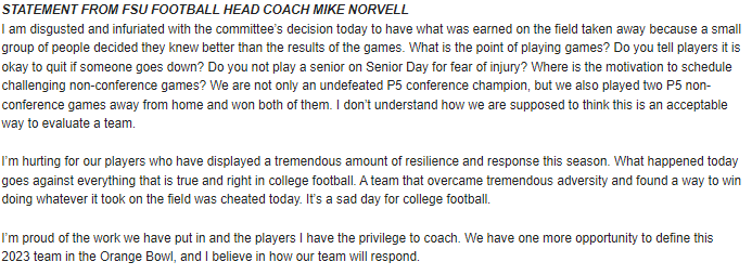 osmattmurschel's tweet photo. One more statement from #FSU coach Mike Norvell, who is spot-on with his analysis. https://t.co/tfkoN7af67