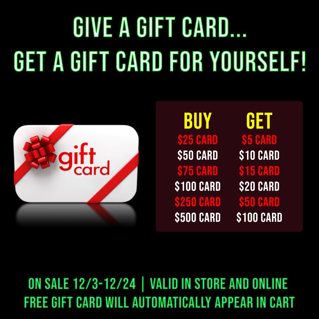 Are you a #GiftCard giver? If so, when you Buy a Gift, you Get a Gift! Buy a $25 Gift Card, and get a $5 Gift Card for you or gift it away too! Every denomination purchased, gets a Free Gift Card, check it out! #FreeGiftCardPromo #EmbellishFX 🎁