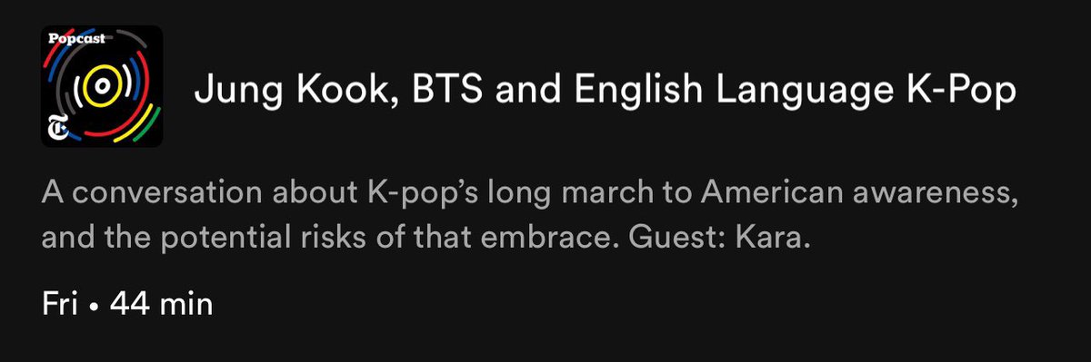 Racism and xenophobia will NEVER be opinions, and shouldn't be tolerated in any space. It's a shame that you decided to give a platform to blatantly racist and xenophobic people who insult an artist, a group and their work just for being Korean <a href="/nytimes/">The New York Times</a> <a href="/Spotify/">Spotify</a> <a href="/spotifypodcasts/">Spotify Podcasts 🎙</a>