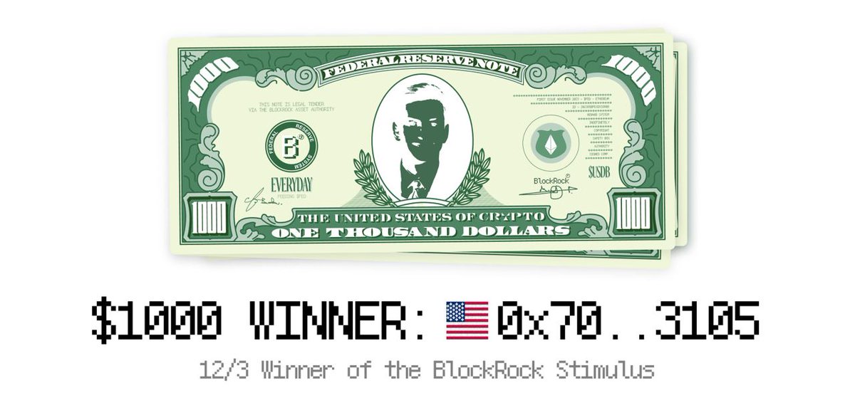 BlockRockFED's tweet photo. 💵$1000 - Winner - 03 December:  

The odds of today draw have been 1/653. You only had to hold 5000 $FED tokens (3$) to be eligible for the raffle.    

.. and the winner this time is:       

0x7069Fdc28c51f2128E2f79f6B3324c860e2C3105

Chainlink VFT:
https://t.co/oBDBI3bbM6 https://t.co/kOET3lsUDV