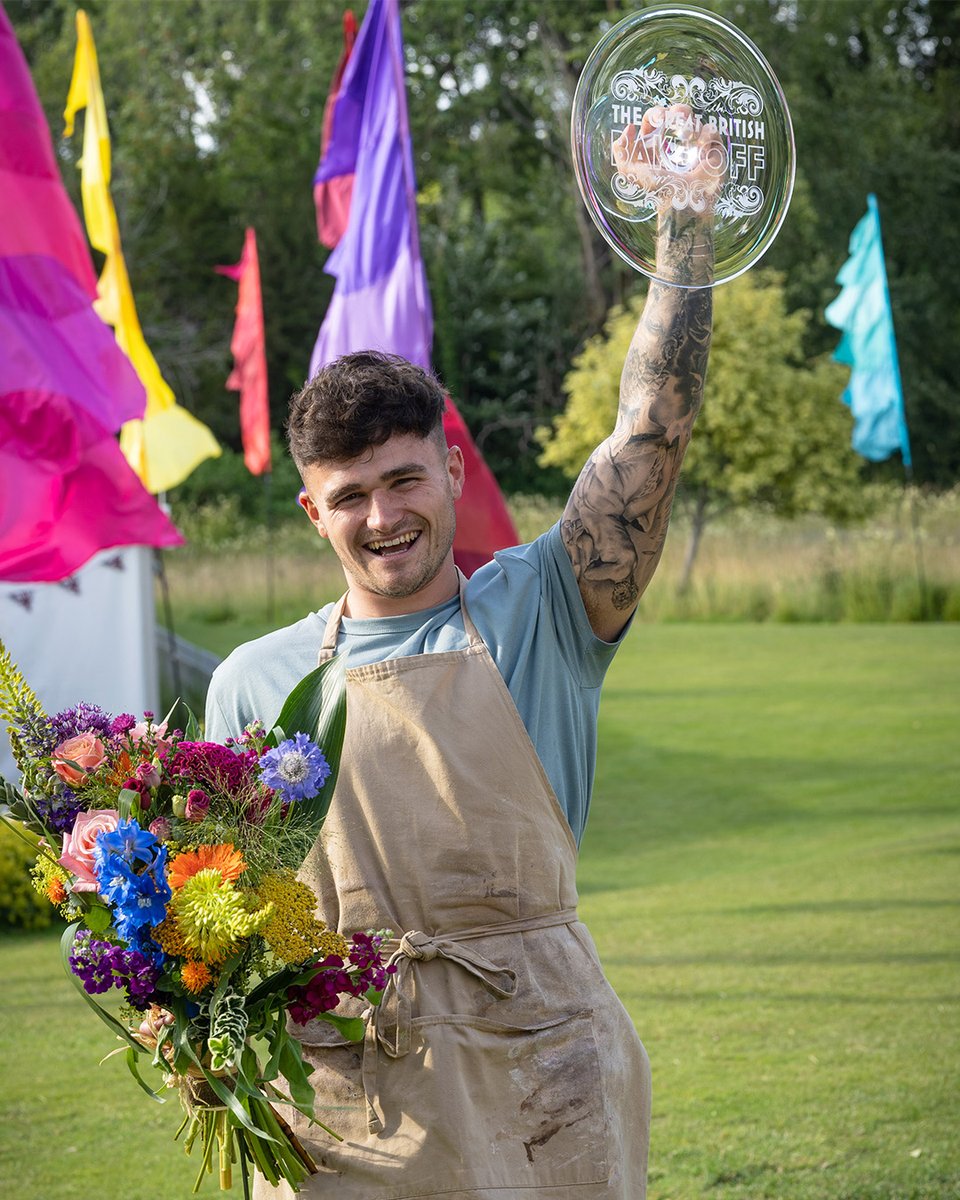 BritishBakeOff's tweet image. As Bake Off Final Week draws to a close, it feels fitting to round things off with this image of our lovely winner Matty. A great example of how hard work and a 'never give up' attitude can conquer self doubt and reap rewards. ❤️ #GBBO
