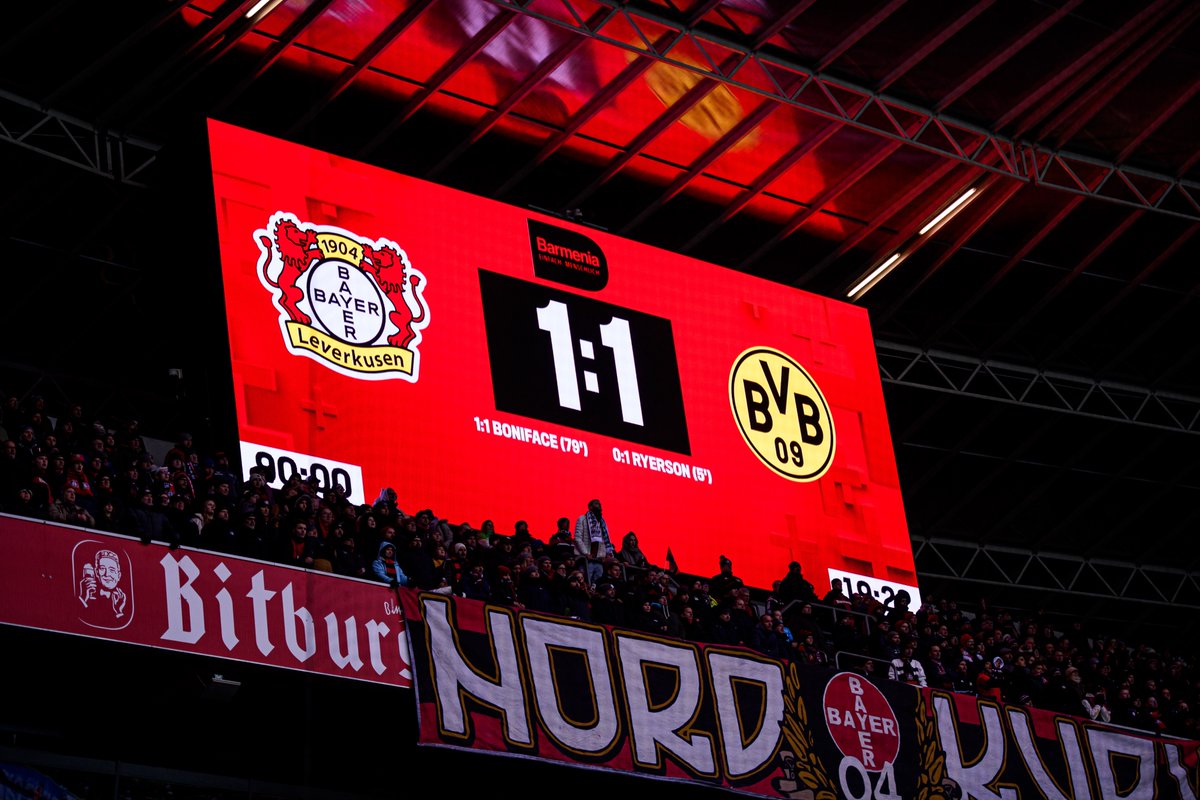 bayer04fussball's tweet photo. Ihr hättet mehr verdient gehabt. Dennoch: Schlaft gut, #WerkselfFans! 🫶
🔙 #B04BVB 1:1 | #Bundesliga | #Bayer04 https://t.co/4ZwQDnoflq