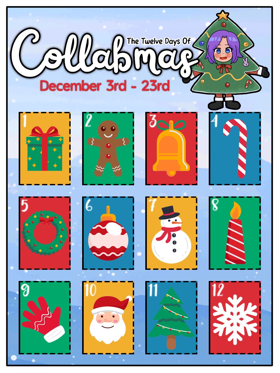 itssarahlou13's tweet photo. HAPPY ✨COLLABMAS✨ EVERYONE!
Every stream for the rest of this month will be a collab another streamer!
These streams will be revealed in this advent calendar! So be sure to keep an eye out to see what, when, and with *who* the next stream will be! 🎄
#collabmas https://t.co/6YnWj8MNBM