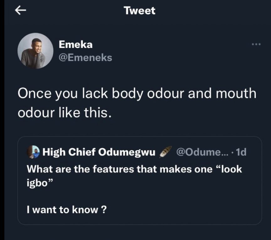 observinqs's tweet photo. When emeka made this tweet his pple were defending him his employers are Yorubas o
He knows no amount of hate he can spew on Yoruba pple will affect him cos we carry liberalism for head like osuka
We have all d energy for ourselves but not d aliens degenerating our pple &amp; culture https://t.co/EuLvb52EkA