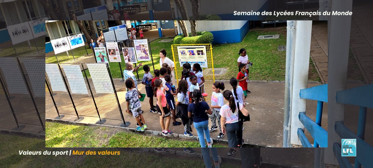 lfl_tg's tweet photo. Visite de l’exposition du projet “Portraits d’athlètes” par les élèves de l'école primaire du #lycéefrançaislomé dans le cadre de la Semaine des Lycées Français du Monde.
#SemaineLFM #lfl_togo #ValeursSportives #lyceefrançaislomé #slfm #Togo🇹🇬
1/2 https://t.co/lv6yYpjVxt