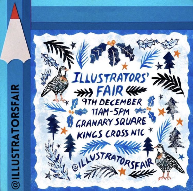 IllustratorsFa1's tweet photo. Join us for #illustratorsfair 9 Dec, 11-5 @kingscrossN1C 120+ illustrators showing zines, prints, drawings and illustrated products. This must be one of the world’s largest free entry markets devoted to illustration. This is the #festivalofflyers winning design by @sharonfarrow01 https://t.co/oSjDNuBPhA