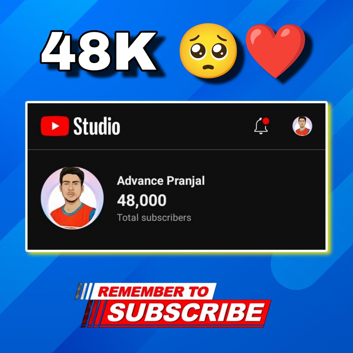 AdvancePranjal's tweet photo. Ab Bass Or 2K Chahiye 🥹 Karwa do Please #apfamily #youtube #family https://t.co/6fXcB2PcjA