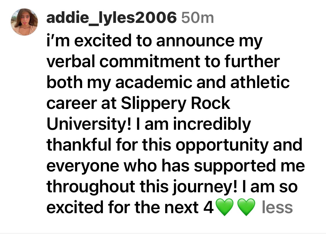 Mentor Girls Track (@ladycardztrack) on Twitter photo Congratulations to Addie Lyles on committing to <a href="/rocktfxc/">Slippery Rock Track and Field</a>
#OnceACard Congratulations to Addie Lyles on committing to <a href="/rocktfxc/">Slippery Rock Track and Field</a>
#OnceACard