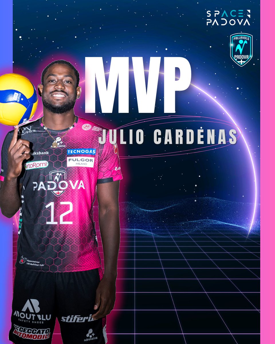 pallavolopadova's tweet photo. L'Emperador Julio Cesar! 👑
#MVP del match!
#DNAbianconero #spacepadova #cardenas #superlega #legavolley https://t.co/Ek9GmPrt4b