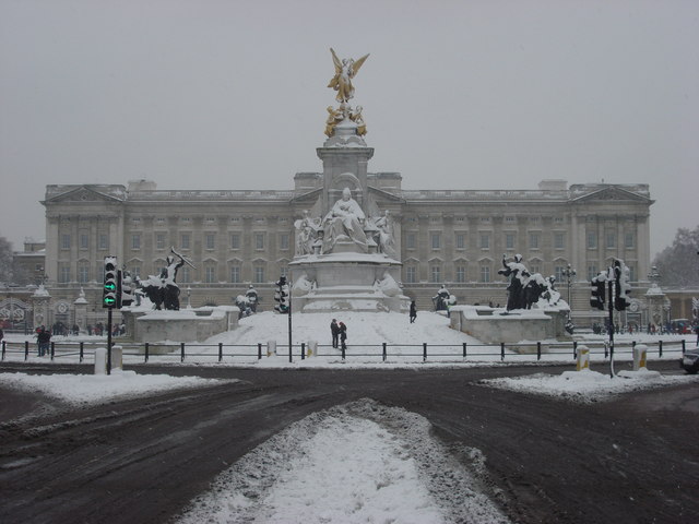 Advent Calendar, Day 3 Buckingham Palace, dusted in snow, perfect for a Christmas card.