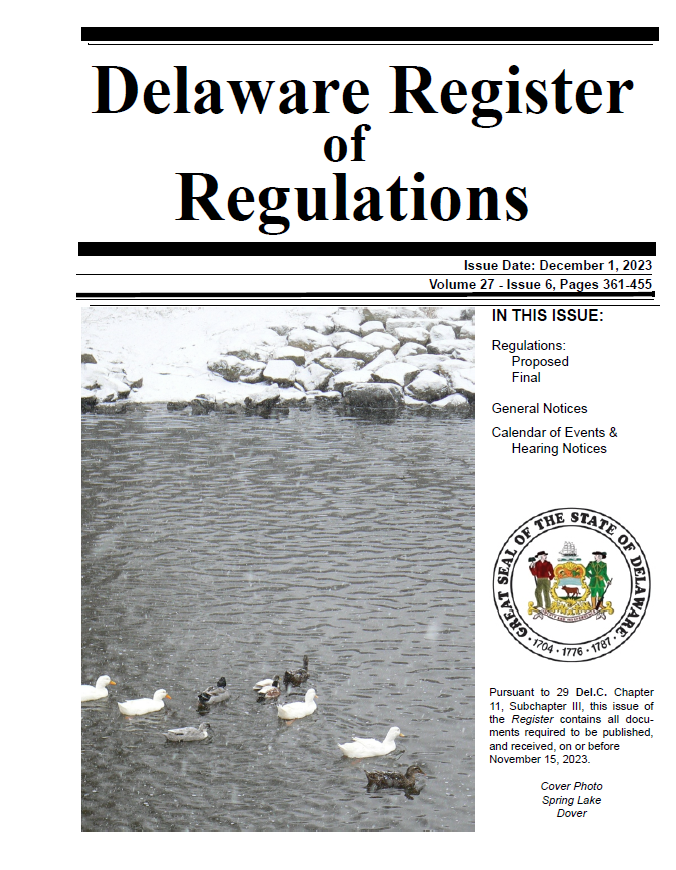 DEDivResearch's tweet photo. #deleg's Registrar of Regulations has published the December #DERegister of Regulations, available @ https://t.co/ichfCQ3aRm.

The Register includes proposed regs from @DelawareDOT re: speed cameras (https://t.co/JiRi23suy1) based on HS 1 for HB 94, enacted in June. #netde https://t.co/EBHUD8Usxp