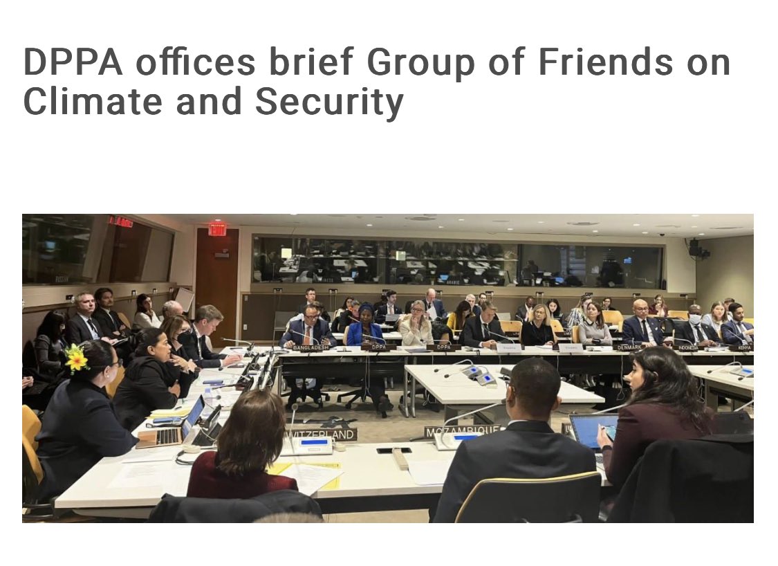 Last week in New York @UNDPPA on behalf of the #ClimateSecurityMechanism briefed the Group of Friends on #Climate  & #Security, now composed of 66 member states. Learn more ⬇️