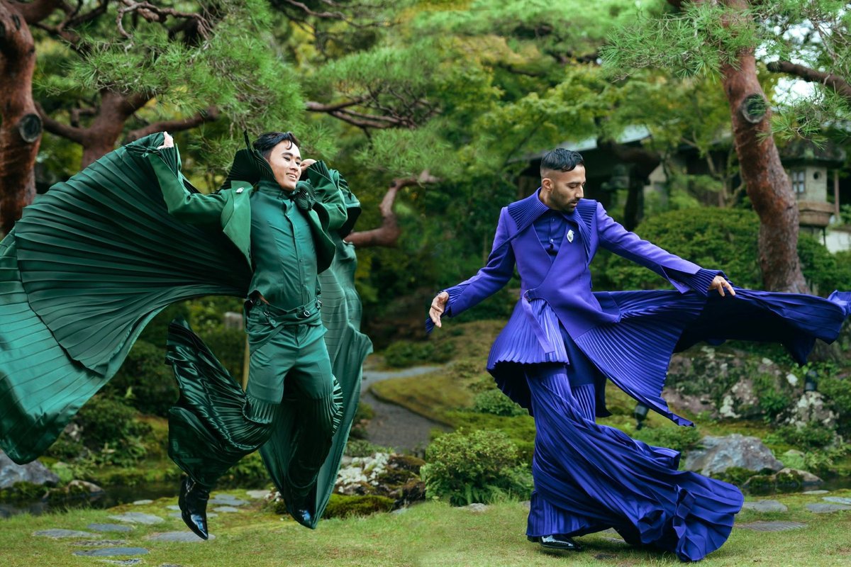 We look like we are doing a betta fish mating dance for our wedding