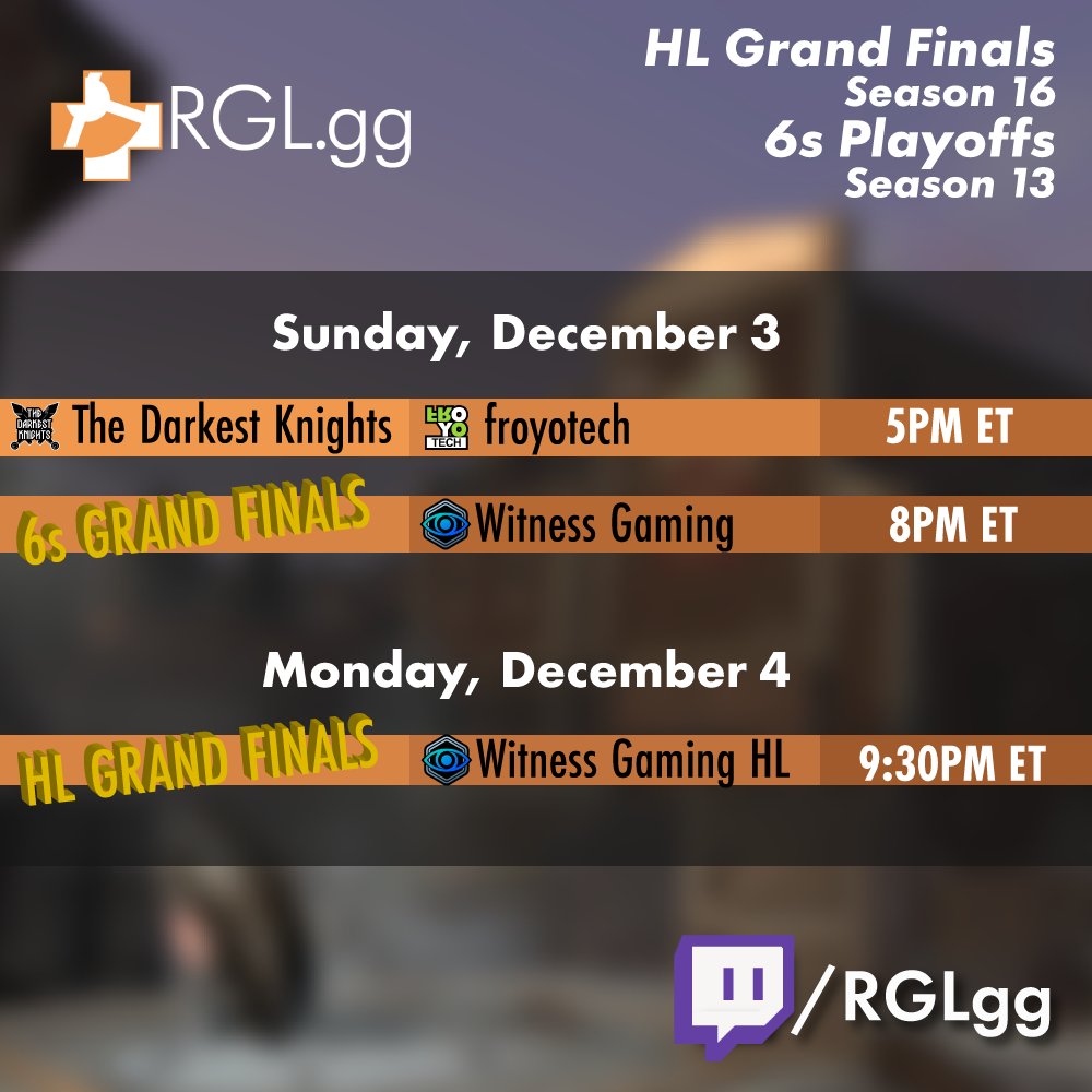 RGL_gg's tweet photo. Is everyone ready for some exciting #TeamFortress2  action today? We start @ 5pm ET with The Darkest Knights taking on froyotech in the lower bracket finals, then moving onto the GRAND FINALS @ 8pm ET! https://t.co/1biXOJn0WA https://t.co/GgD5ApBOFp