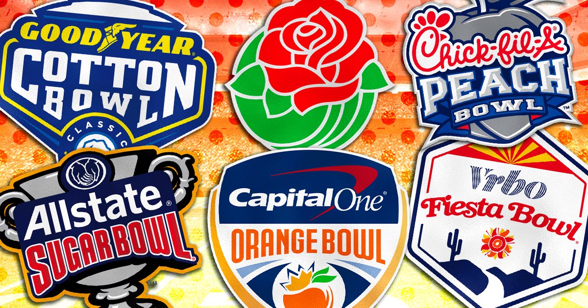 On3's tweet photo. NY6 Bowl Games🔥

Rose Bowl — Michigan vs. Alabama

Sugar Bowl — Washington vs. Texas

Cotton Bowl — Ohio State vs. Missouri

Peach Bowl — Penn State vs. Ole Miss

Orange Bowl — Florida State vs. Georgia

Fiesta Bowl — Oregon vs. Liberty

https://t.co/E8dXrU5jOe https://t.co/Kvlw53c1TB