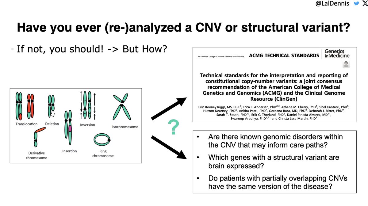 LalDennis's tweet image. I was asked to share some of the content from this mornings #AES2023 presentation of #epilepsy &amp;amp; #neurodevelopmentaldisorder associated #CNVs. Below the ones that indicate why critical (re)analysis is needed. And, resources from our lab that help to do it.