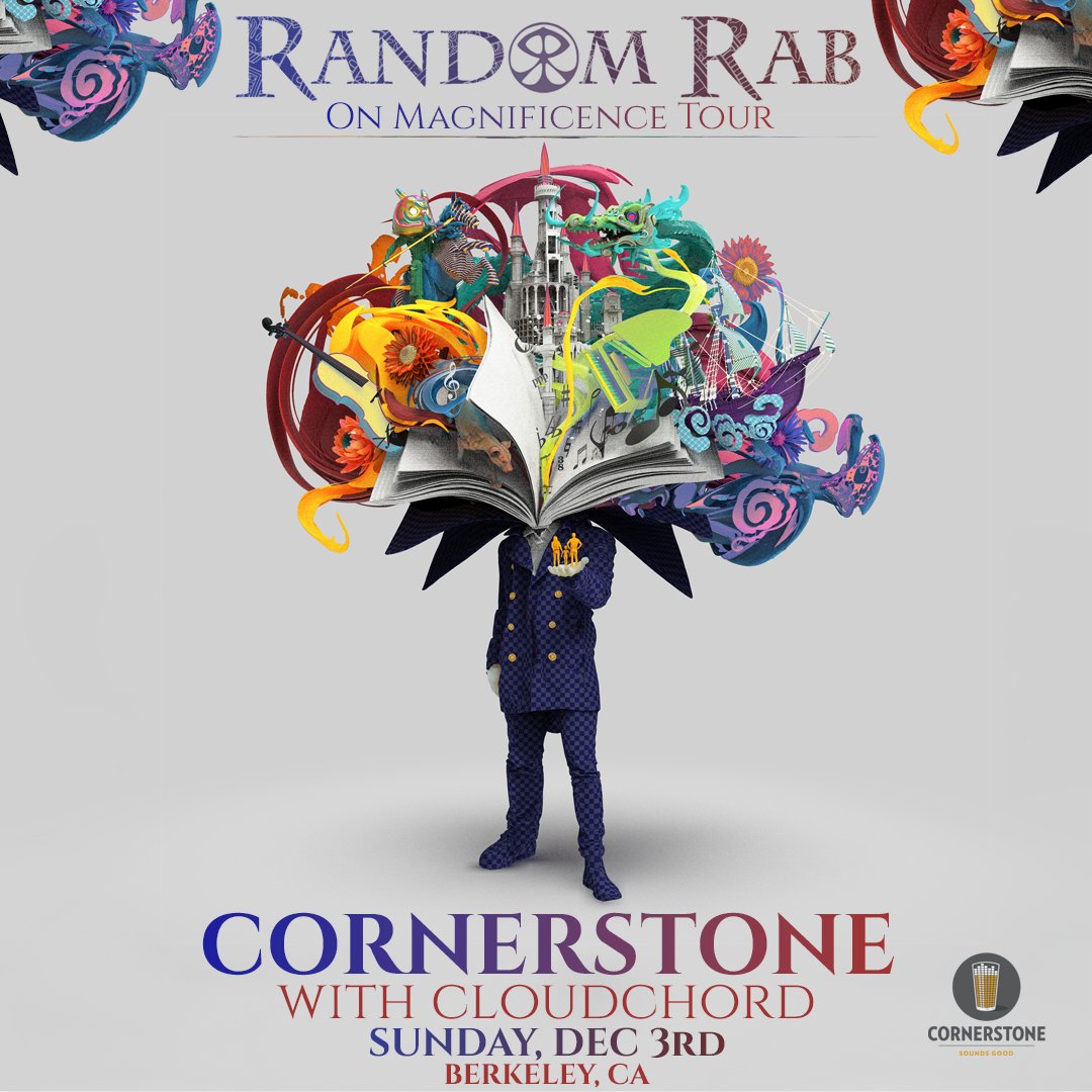 TONIGHT 💡 Visionary electronic music artist Random Rab is transcending minds at Cornerstone Berkeley with special guest Cloudchord. 🎟 Tickets available online or at the door. Doors 7pm // Show 8pm // All Ages // $26