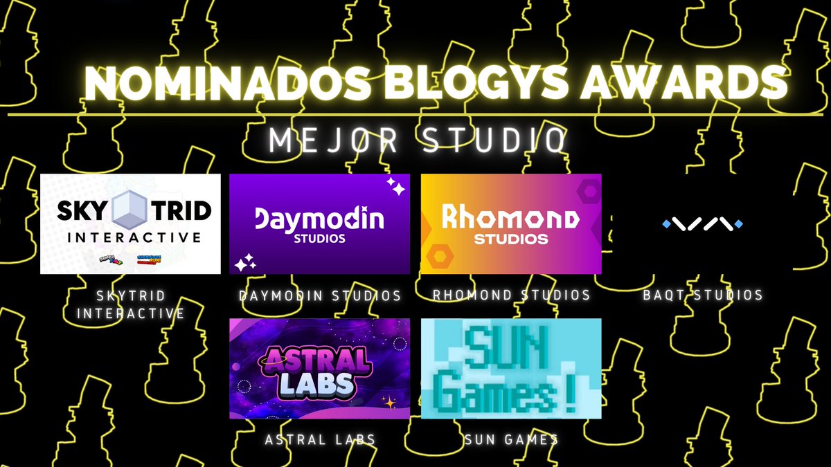 Nominados a Mejor Studio:
- Skytrid Interactive @SkyTrid_Games 
- Daymodin Studios @Daymodin 
- Rhomond Studios <a href="/RhomondStudios/">Rhomond Studios</a> 
- BAQT Studios <a href="/BAQTSTUDIO/">BAQT STUDIO</a> 
- Astral Labs <a href="/ALabsStudios/">AstralLabsStudios</a> 
- Sun Games! <a href="/SUN_Games01/">SUN ENT. ⛅️</a>