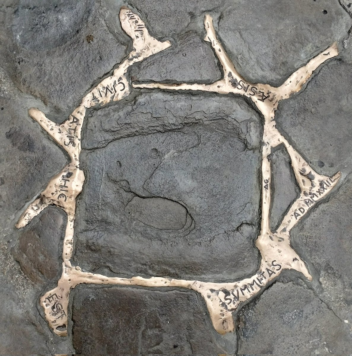 Summitas Aesis civitatis hic est. Nella Festa di Sant'Eligio,  si celebra a #Jesi l'arte della lavorazione dei metalli preziosi.  In via degli Orefici, si scopre il collare bronzeo della pietra altimetrica (m.97,38), opera di Massimo Ippoliti <a href="/JesiCultura/">Jesi Cultura</a>