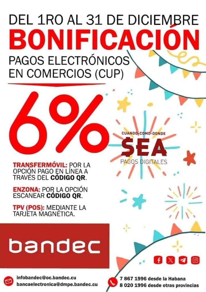 Excelente alternativa de pago, para aprovechar en el último mes del año, donde las compras se incrementan por las festividades. No perdamos esta oportunidad!!!
#PagoElectrónico en #Comercio
#Bancarización
