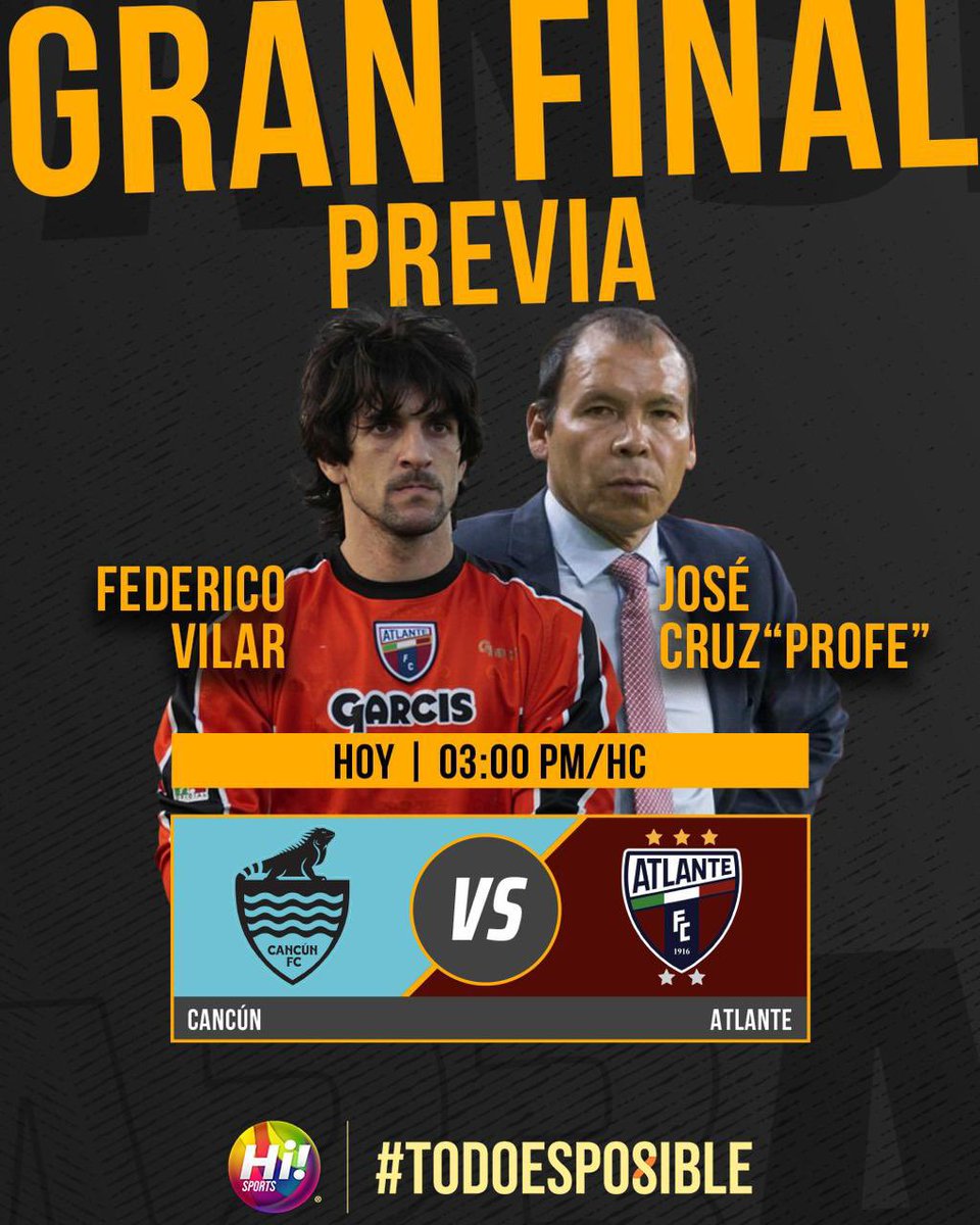 Hi! Sports TV (@hisportstv) on Twitter photo 🏟️ ¡LAS GRANDES LEYENDAS DEL ATLANTE! 🐎
🔥 A las 3:00 PM, únete a <a href="/emiliano_dlr4/">Emiliano Dlr</a> y <a href="/migolalvarez/">Miguel Alvarez</a> en la antesala de la GRAN FINAL de la <a href="/LigaMXExpansion/">Liga BBVA Expansión MX</a> , con la presencia de <a href="/fvcaar03/">Federico Vilar</a> y el “Profe” Cruz , legendarios campeones atlantistas.
¡ <a href="/cancun_fc/">Cancún FC</a> y <a href="/Atlante/">Atlante FC 🐎⚽️</a> prometen un 🏟️ ¡LAS GRANDES LEYENDAS DEL ATLANTE! 🐎
🔥 A las 3:00 PM, únete a <a href="/emiliano_dlr4/">Emiliano Dlr</a> y <a href="/migolalvarez/">Miguel Alvarez</a> en la antesala de la GRAN FINAL de la <a href="/LigaMXExpansion/">Liga BBVA Expansión MX</a> , con la presencia de <a href="/fvcaar03/">Federico Vilar</a> y el “Profe” Cruz , legendarios campeones atlantistas.
¡ <a href="/cancun_fc/">Cancún FC</a> y <a href="/Atlante/">Atlante FC 🐎⚽️</a> prometen un